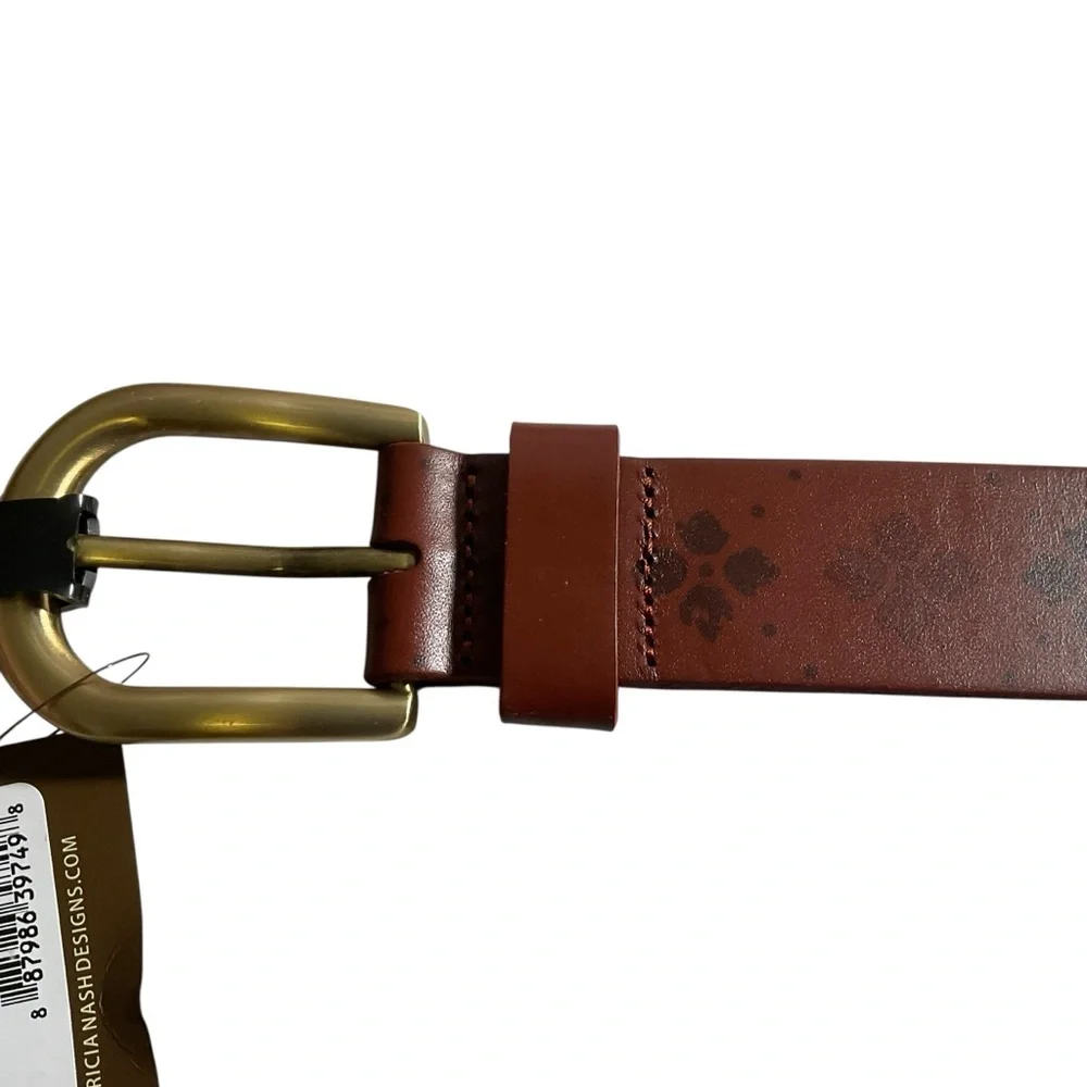 Patricia Nash leather brown belt with signature design, size M. NWT